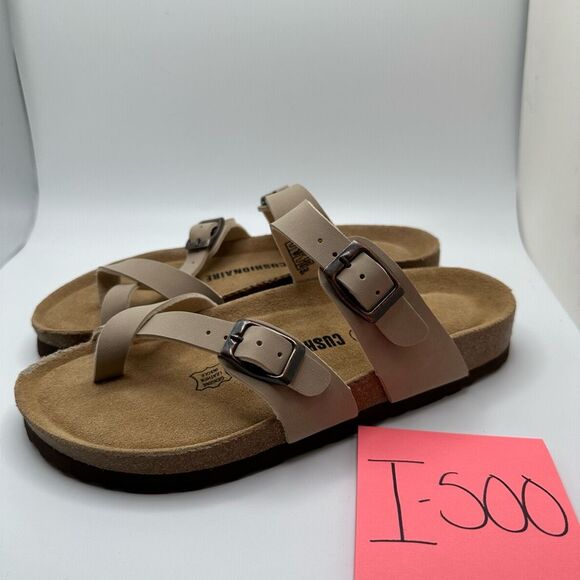 CUSHIONAIRE Women's Cork Footbed Sandal With +Comfort 6 TAUPE - Picture 3 of 7